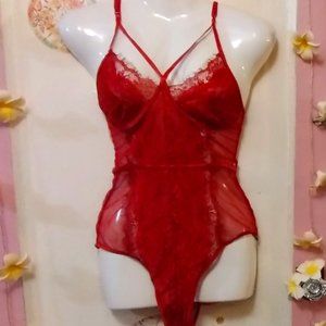 Lace and Sheer (M) Sexy Teddy Lingerie Bodysuit - NWOT